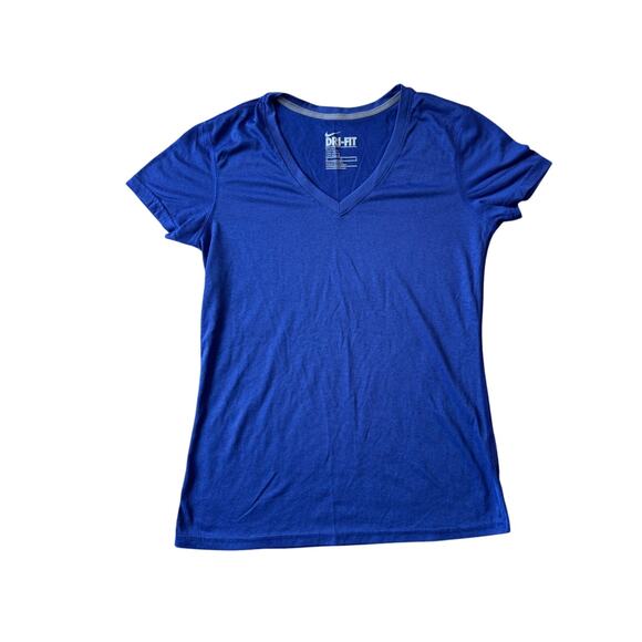 Nike Dri-Fit Women's short sleeve shirt, size Medium, Blue V Neck - Picture 1 of 7